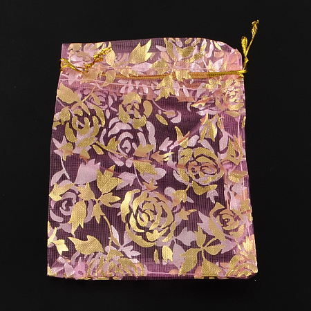 Rose Printed Organza Bags X-OP-R021-10x15-07-1