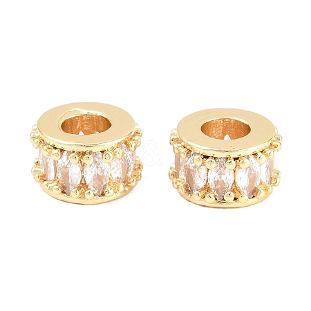 Brass Micro Pave Clear Cubic Zirconia European Beads KK-B186-17G-1
