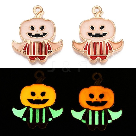 Halloween Theme Rack Plating Luminous Alloy Enamel Pendants ENAM-N056-232G-1