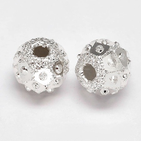 Fancy Cut Textured 925 Sterling Silver Round Beads STER-F012-14A-1