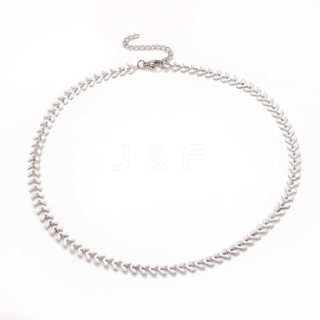 Enamel Wheat Link Chain Necklace NJEW-P220-02P-05-1