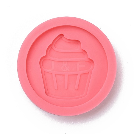 Flat Round with Ice Cream Pattern Badge Silicone Molds DIY-F109-04-1