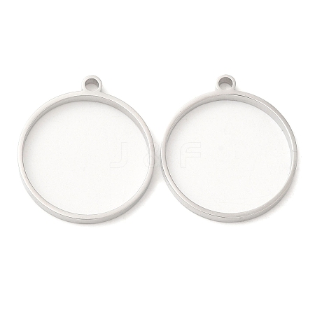 Non-Tarnish 304 Stainless Steel Open Back Bezel Flat Round Pendants X-STAS-Z040-04B-P-1