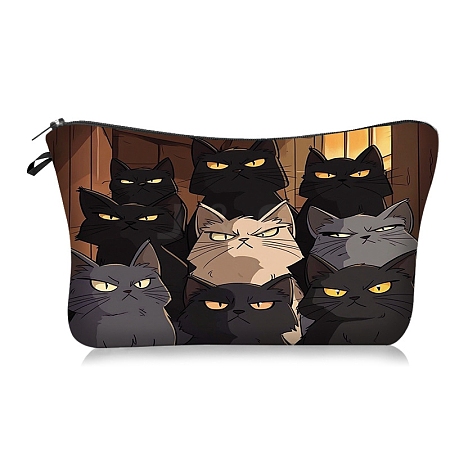 Polyester Cartoon Cute Cat Printed Cosmetic Zipper Clutch Bags PW-WGABF03-03-1