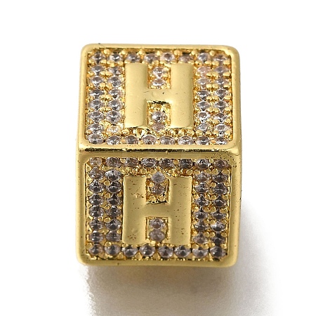 Brass Cubic Zirconia Beads KK-Q818-01H-G-1