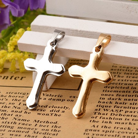 304 Stainless Steel Latin Cross Pendants STAS-I035-32-1