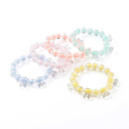 Transparent Acrylic Beads Stretch Kids Bracelets BJEW-JB06168-1