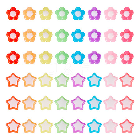 100Pcs 2 Styles Two Tone Opaque Acrylic Beads SACR-TA0001-59-1