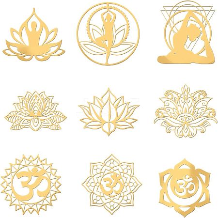 Olycraft 9Pcs 9 Styles Chakra Nickel Self-adhesive Picture Stickers DIY-OC0004-29-1