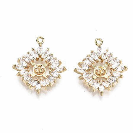 Brass Micro Pave Clear Cubic Zirconia Peg Bails Pendants KK-T056-88G-NF-1