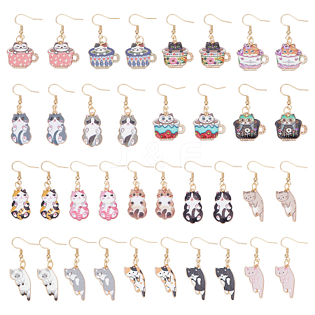 18Pair 304 Stainless Steel Cat Shape Dangle Earrings EJEW-UN00018-1
