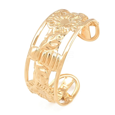 Summer Beach 304 Stainless Steel Open Cuff Bangles for Women SA-CBA9AC8-02C-G-1