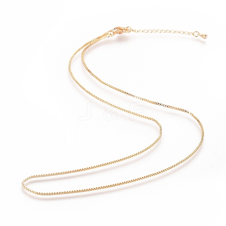 Long-Lasting Plated Brass Box Chain Necklaces X-NJEW-K112-03G-NF-1