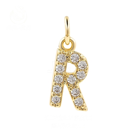 Brass Cubic Zirconia Pendants with Jump Rings FIND-PW0024-09R-1