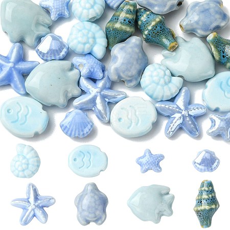 24Pcs 8 Styles Handmade Porcelain Beads PORC-FS0001-46C-1