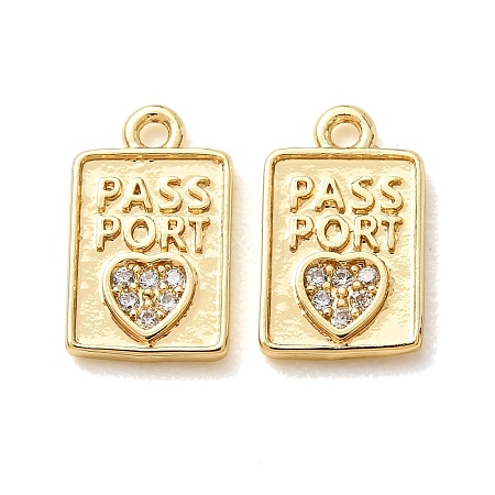 Brass Micro Pave Clear Cubic Zirconia Charms CU-CBA2907-07G-1