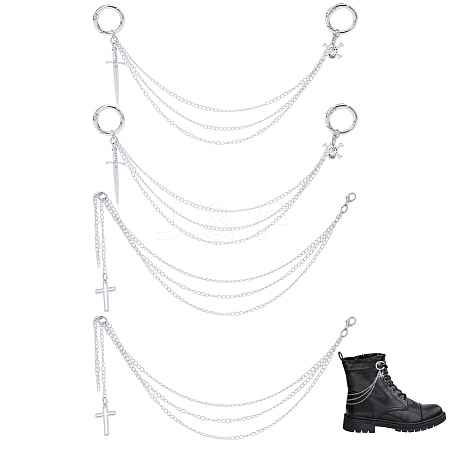 4Pcs 2 Styles Brass Chain Boot Strap Chains HJEW-DR00219-1