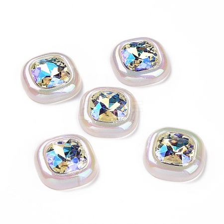 Rainbow Iridescent Plating Acrylic Cabochons OACR-E011-06-1