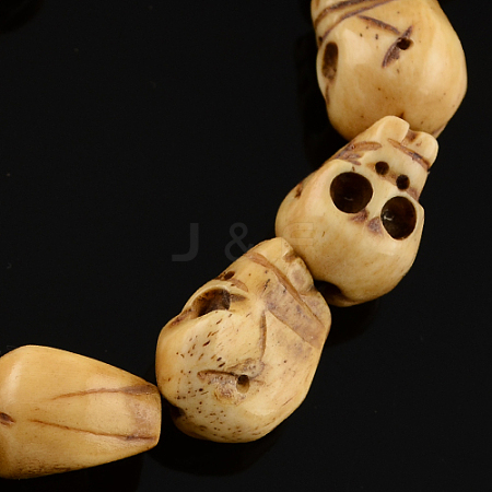Handmade Carved OX Bone Beads BONE-S001-04-1