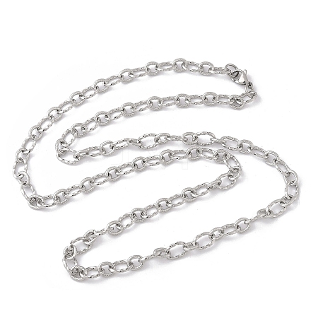Tarnish Resistant Unisex 304 Stainless Steel Textured Cable Chain Necklaces LS-STAS-L127-01P-1