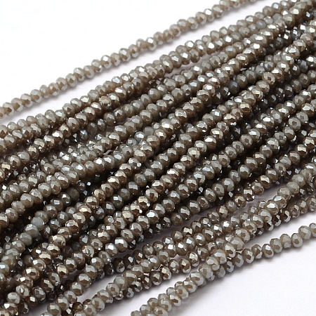 Faceted Rondelle Full Rainbow Plated Electroplate Glass Beads Strands EGLA-M004-2mm-A13-1