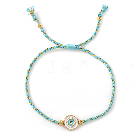 Brass Enamel White Evil Eye Link Braclets FV7122-4-1
