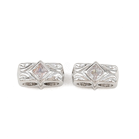 Brass Micro Pave Clear Cubic Zirconia Slide Charms KK-Z151-05P-1