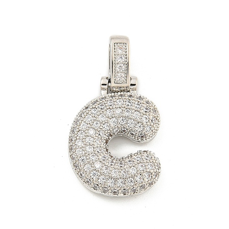 Brass Micro Pave Clear Cubic Zirconia Pendants KK-B099-01P-C-1