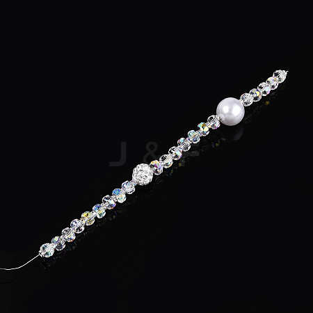 Acrylic & Glass & ABS Plastic Pearl & Alloy & Polymer Clay Pave Rhinestone Beads Strands MAK-T011-08B-1