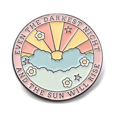 Word Even The Darkest Night And The Sun Will Rise Enamel Pin JEWB-H010-02EB-04-1