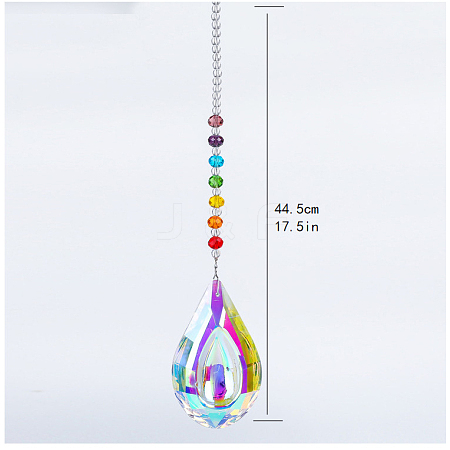 Chakra Theme K9 Crystal Glass Big Pendant Decorations HJEW-PW0001-019D-02-1