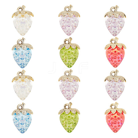 ARRICRAFT 10PCS 5Colors Transparent Acrylic with Alloy Pendants TACR-AR0001-20-1