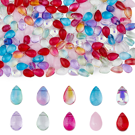 HOBBIESAY 200Pcs 10 Colors Transparent & Imitation Jade Glass Beads GGLA-HY0001-02-1