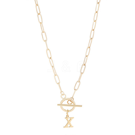 304 Stainless Steel Letter Pendant Necklaces NJEW-LP0001-52X-G-1