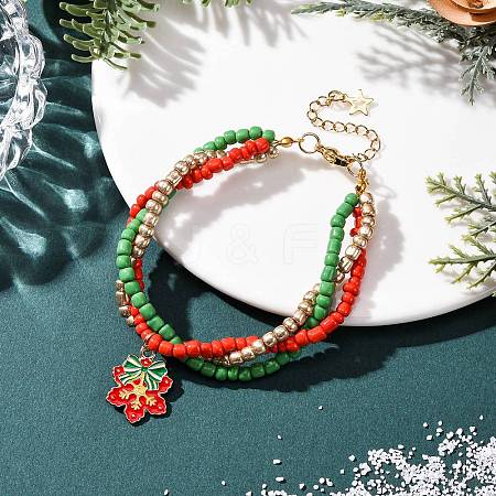 Christmas Alloy Enamel Charm Bracelets BJEW-JB12482-01-1