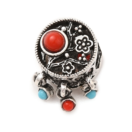 Tibetan Style Alloy Resin European Beads FIND-Z063-19AS-1-1