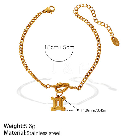 304 Stainless Steel Twelve Constellation Knot Charm Bracelets for Unisex WG096DB-05-1