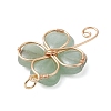 Natural Green Aventurine Copper Wire Wrapped Shamrock Pendants PALLOY-JF02972-01-4