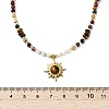 304 Stainless Steel Natural Tiger Eye Sun Pendant Round Natural African Turquoise(Jasper) & Faceted Mookaite & Shell Beaded Necklaces for Women NJEW-JN06091-4