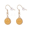 Flat Round with Smiling Face Enamel Dangle Earrings EJEW-JE04860-3