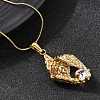 304 Stainless Steel with Clear Glass Leaf Pendant Necklaces NJEW-G184-06G-2