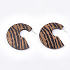 Printed Wooden Stud Earrings WOOD-T021-38-1