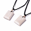 Dyed Natural Fossil Coral Rectangle Pendant Necklace for Women NJEW-C002-02A-1