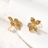 Flower Brass Micro Pave Cubic Zirconia Stud Earrings EJEW-B148-08C-G-3