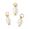 Natural Cultured Freshwater Pearl Potato Charms with Brass Jump Rings PALLOY-JF04176-01-1