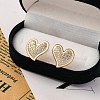 Rack Plating Brass Micro Pave Clear Cubic Zirconia Stud Earrings for Women EJEW-C125-32G-2