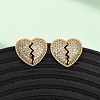 Broken Heart Brass Micro Pave Cubic Zirconia Stud Earrings EJEW-B153-19G-03-2