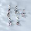 316L Surgical Stainless Steel Clear Cubic Zirconia Curved Barbell Belly Rings WG7644D-04-3