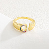 Brass Micro Pave Colorful Cubic Zirconia Cuff Open Rings FS-WG163C1-03-1