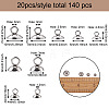 Craftdady 140Pcs 7 Style 304 Stainless Steel Bead Cap Pendant Bails STAS-CD0001-12-9